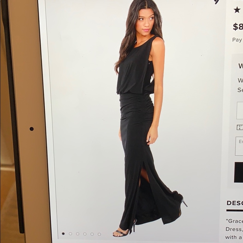 Lulu's Black Maxi Dress with Side Slit